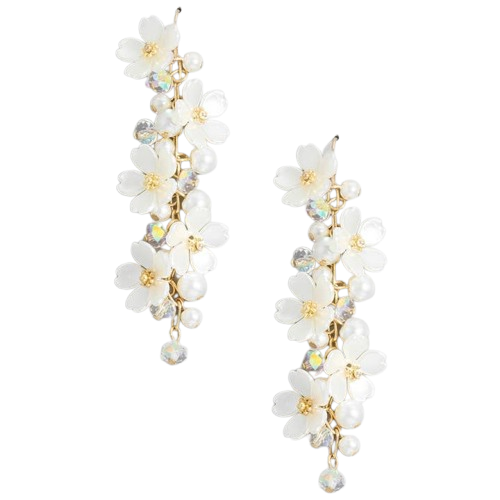 Pearlized Flower Dangle Earrings