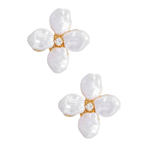 Puffy Pearl Floral Stud