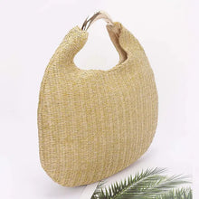 Gold Structured Straw Hobo Bag