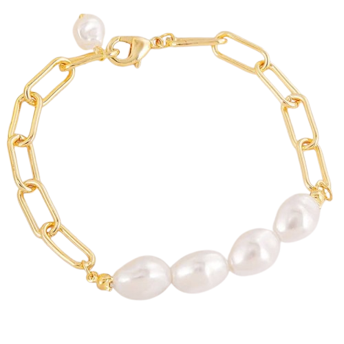 Pearl Gold Link Bracelet