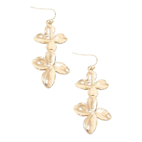 Gold Double Flower Dangle