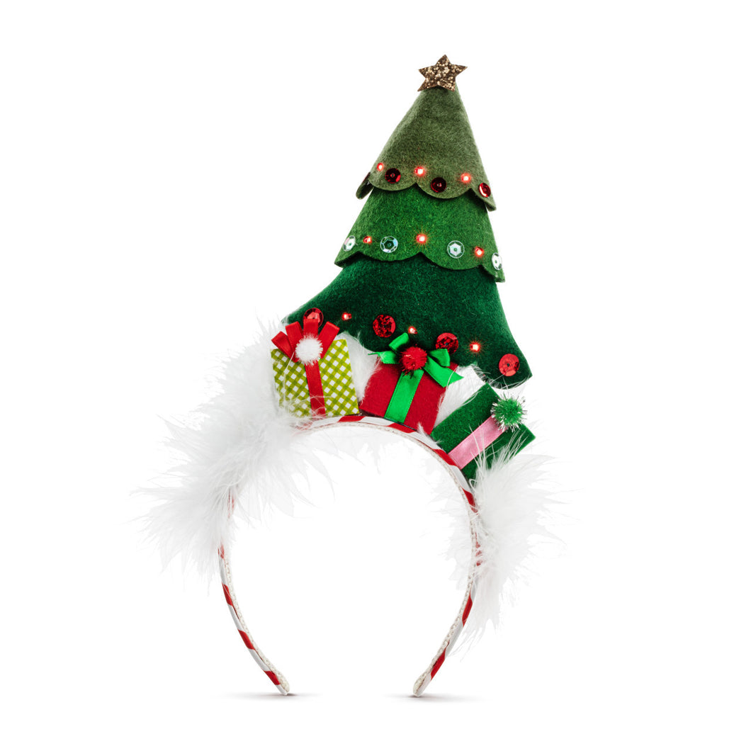 Lit Christmas Tree Headband