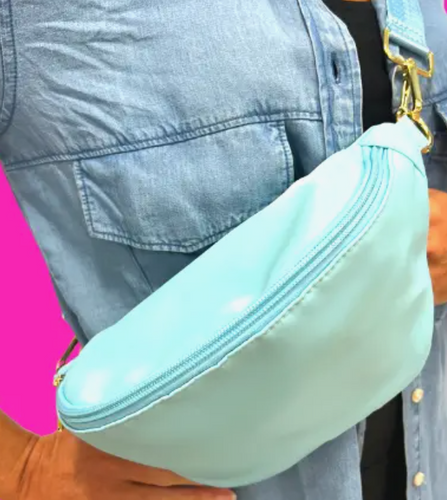 Light Blue Nylon Sling Bag