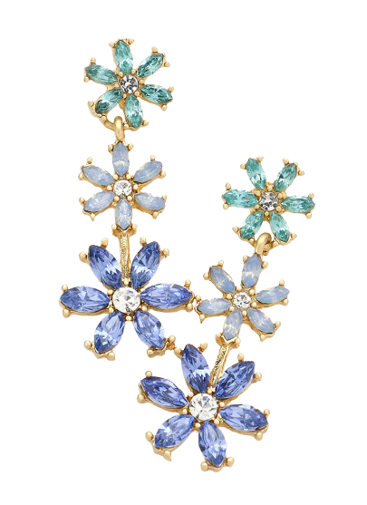 Blue Triple Flower Earrings