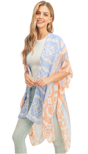 Blue & Orange Swirl Kimono