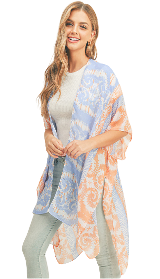 Blue & Orange Swirl Kimono