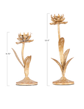 Gold Flower Taper Candle Holders