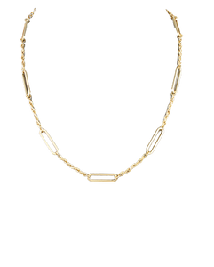 Gold Oval Link & Rope Necklace