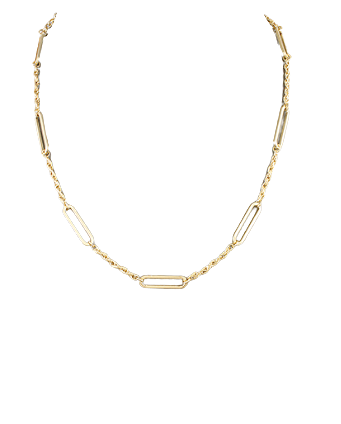 Gold Oval Link & Rope Necklace
