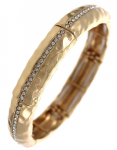 Hammered Gold Rhinestone Bracelet