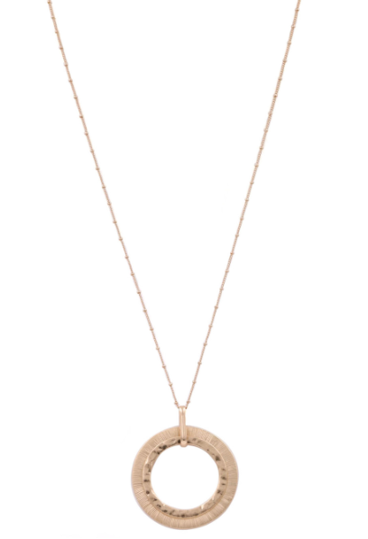 Gold Textured Circle Necklace