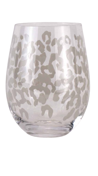Leopard Stemless Wine Glass