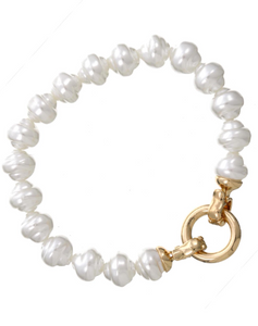 Pearl & Gold Circle Stretch Bracelet