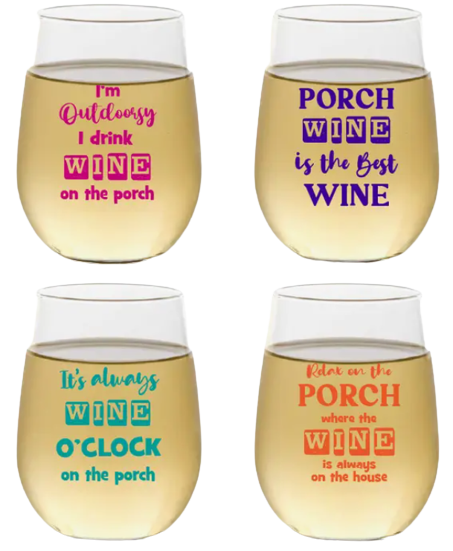 Set of 4 Porch Stemless Wine