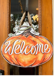 Pumpkin Welcome Door Hanger
