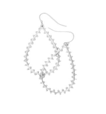 Silver Bubble Trimmed Teardrop Earrings