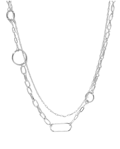 Silver Link & Circle Necklace