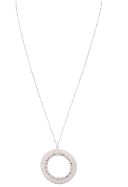 Silver Textured Circle Necklace
