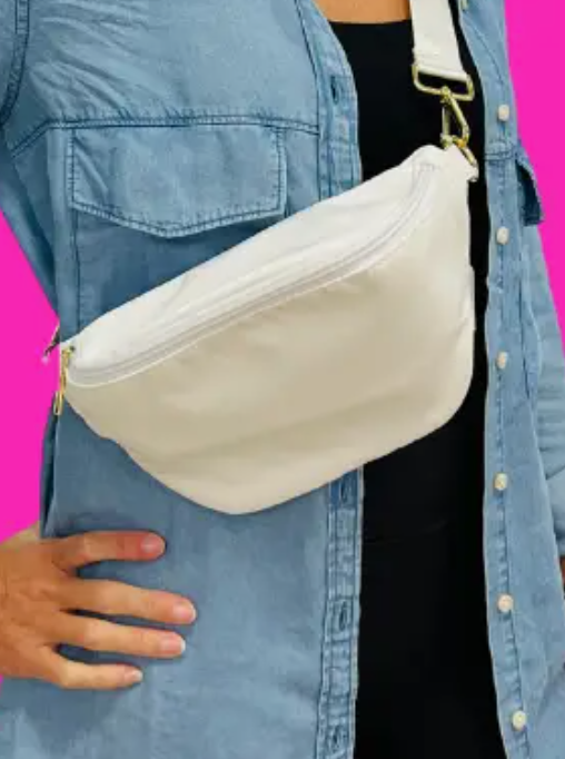 White Nylon Sling Bag