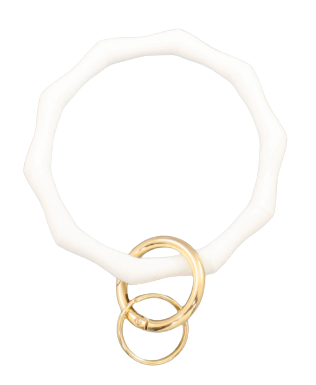 White Silicone Bamboo Key Ring